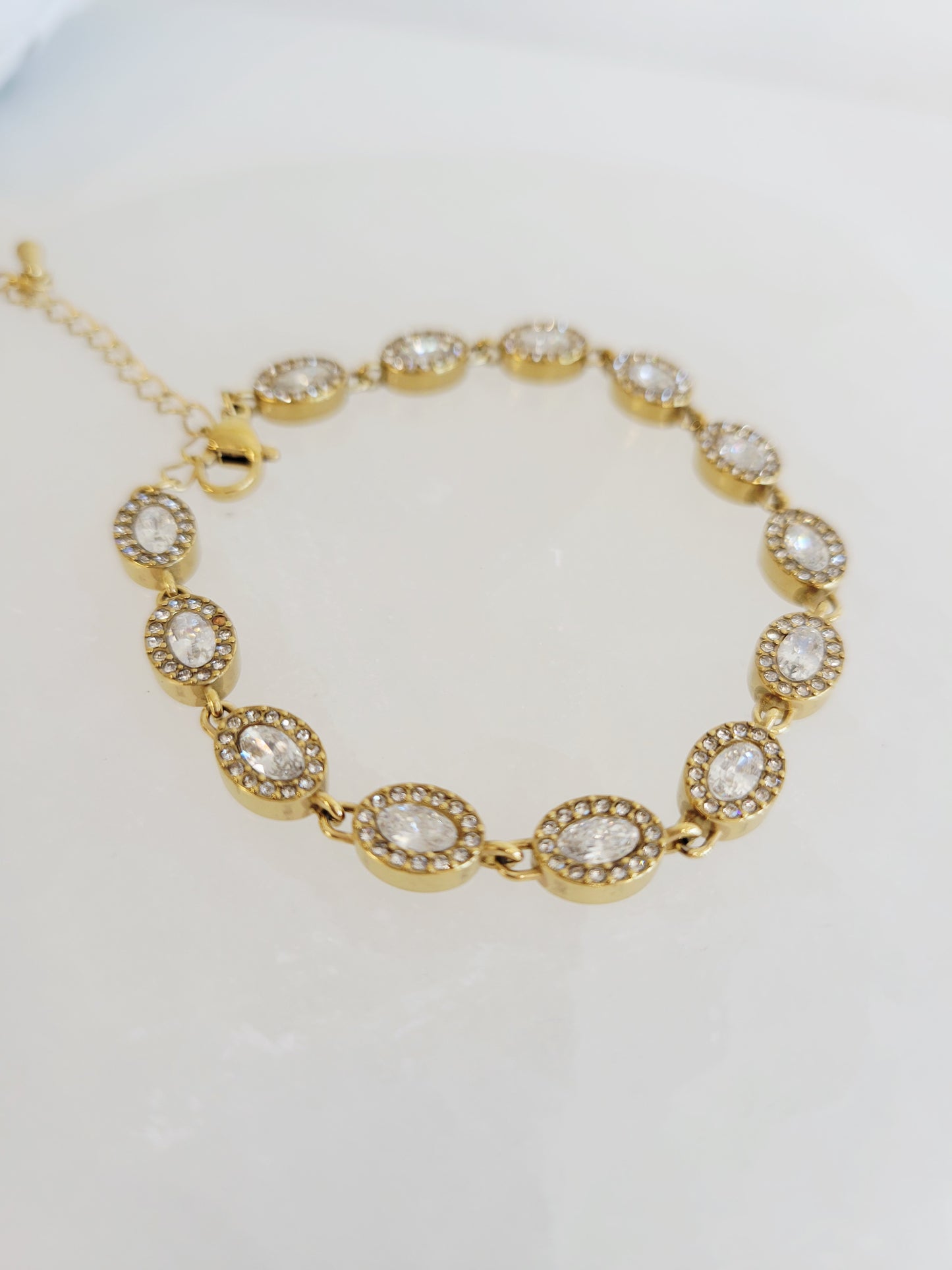 Monaco Oval Crystal Halo Bracelet