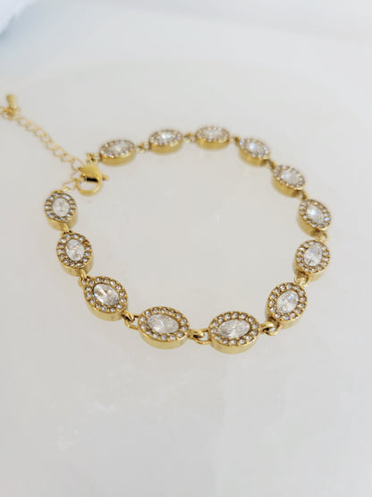 Monaco Oval Crystal Halo Bracelet