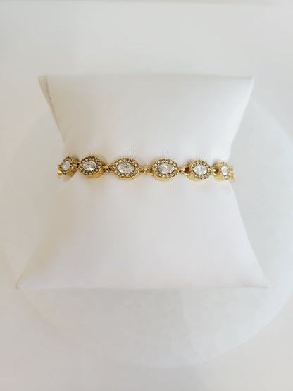 Monaco Oval Crystal Halo Bracelet