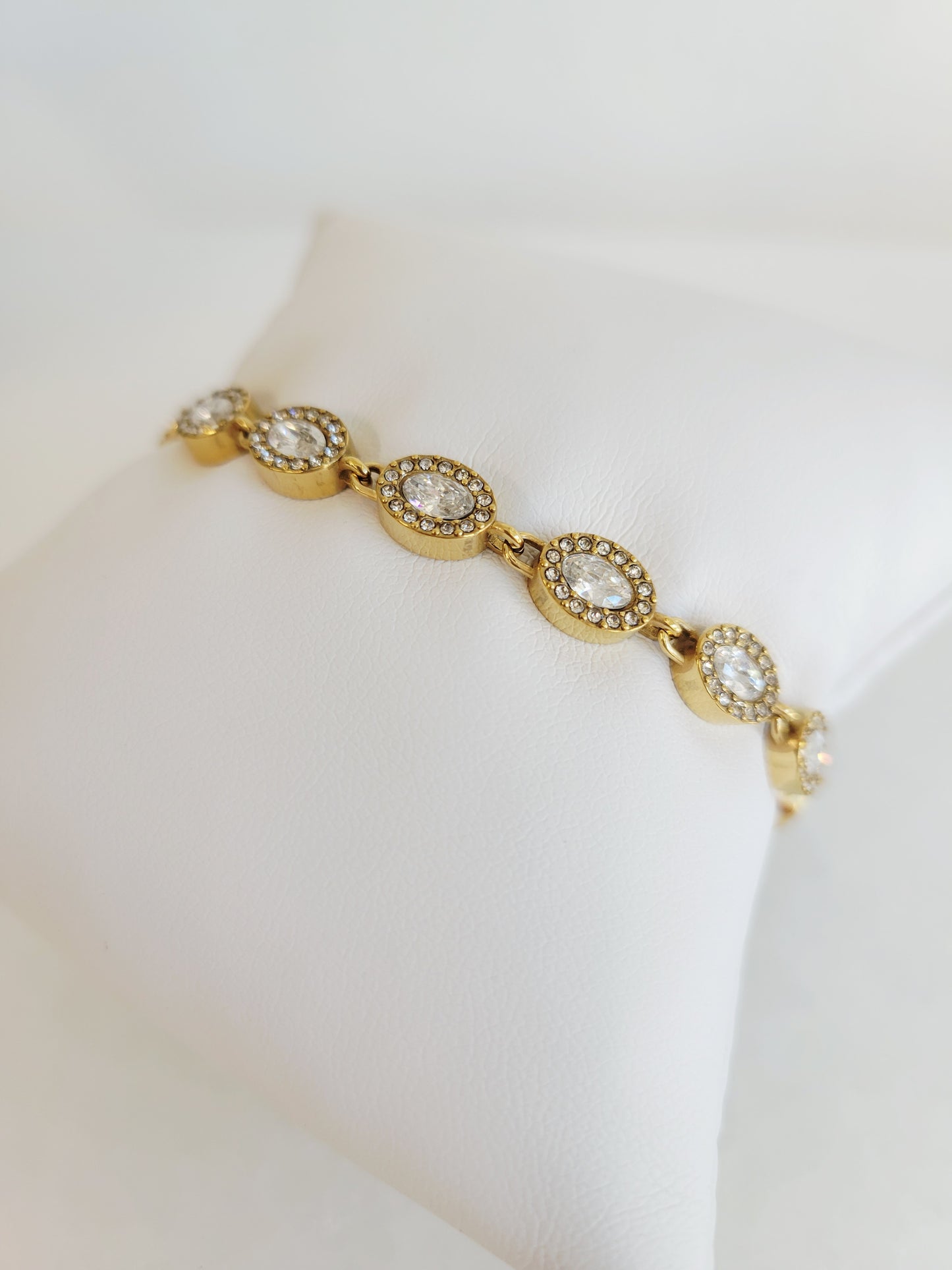 Monaco Oval Crystal Halo Bracelet