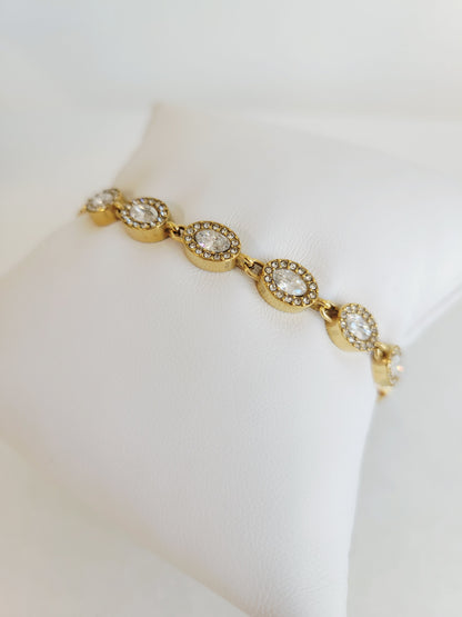 Monaco Oval Crystal Halo Bracelet