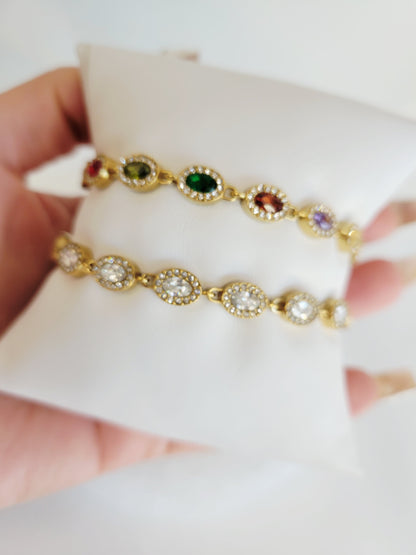 Monaco Oval Crystal Halo Bracelet