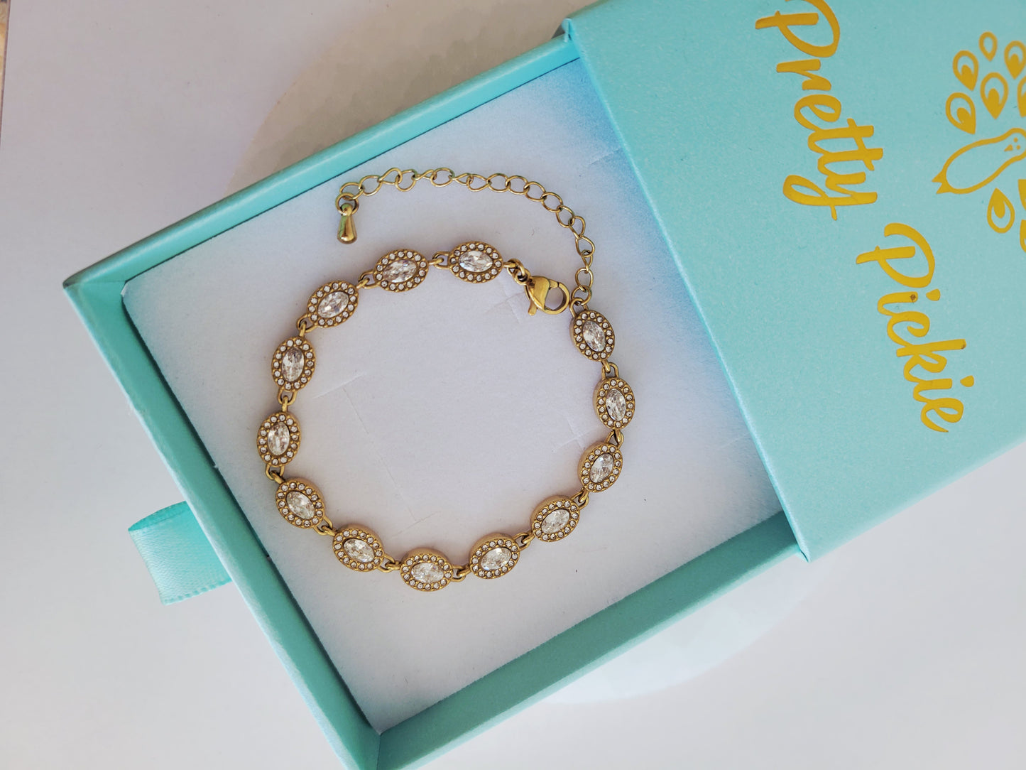 Monaco Oval Crystal Halo Bracelet