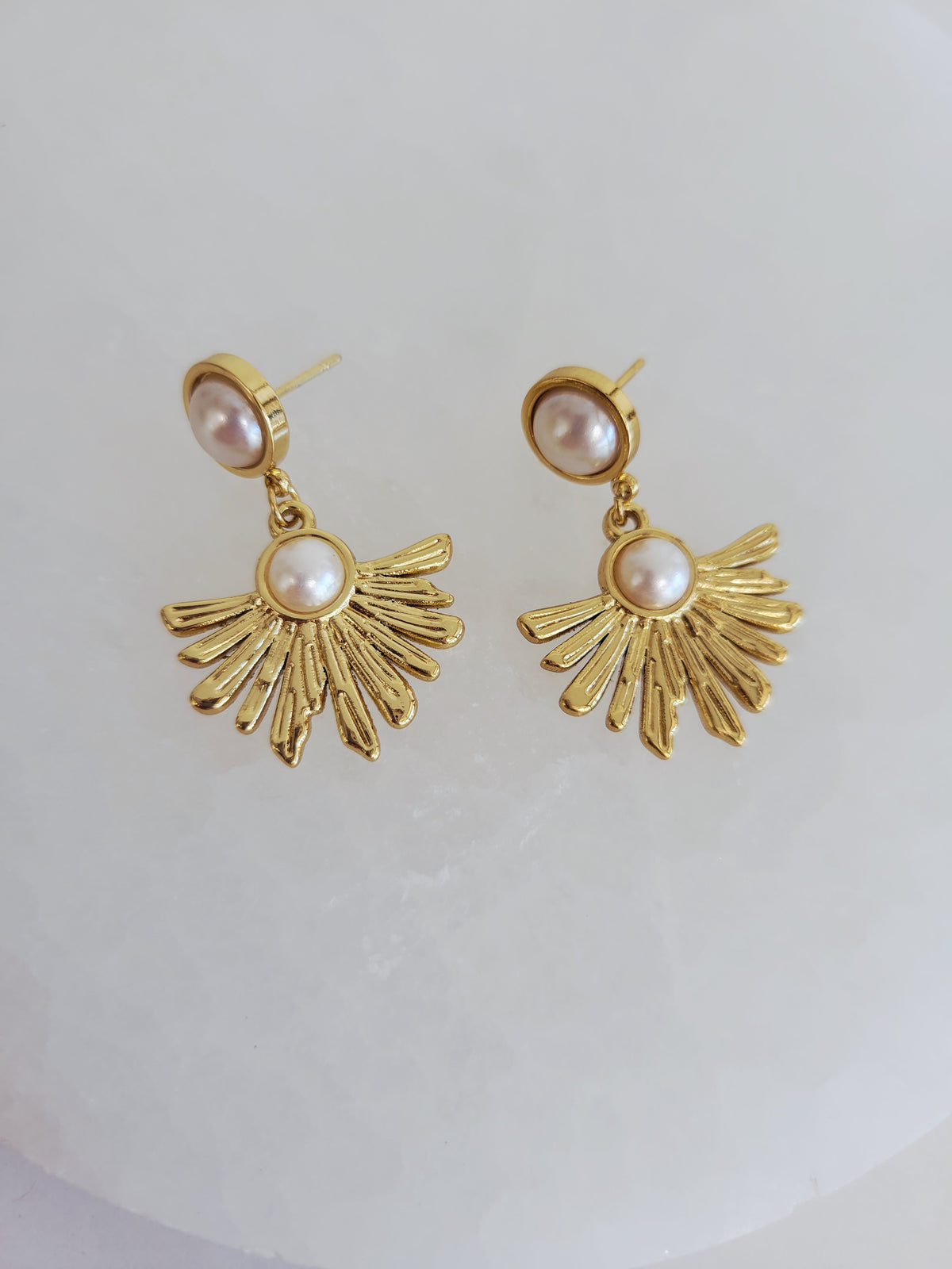 Aurelia Pearl Fan Drop Earrings