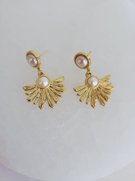 Aurelia Pearl Fan Drop Earrings