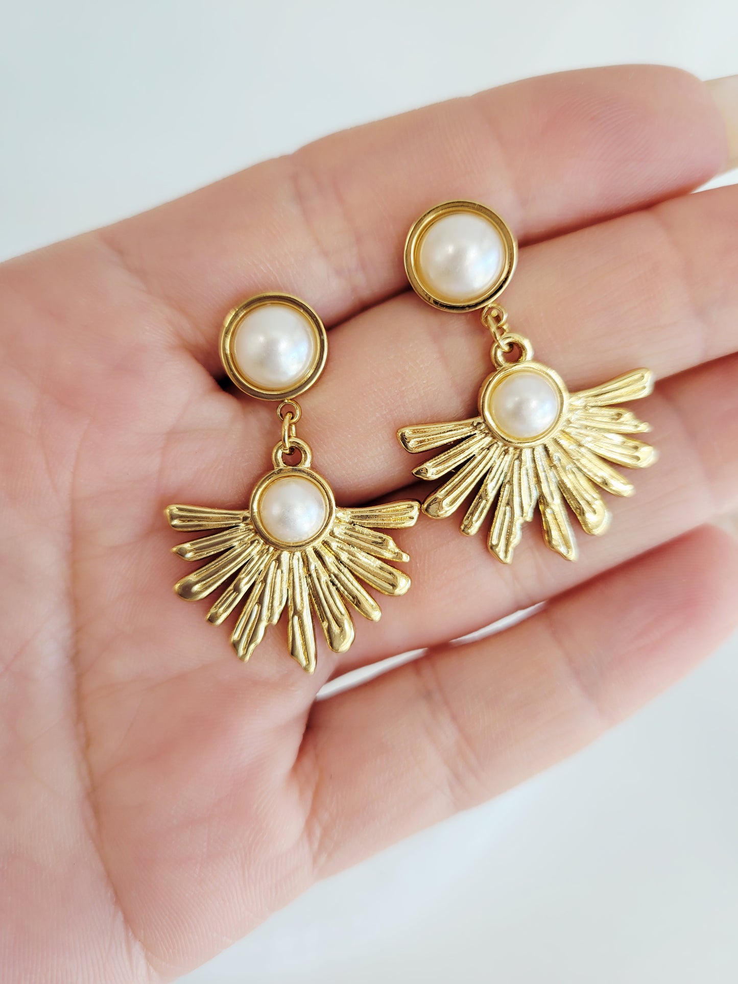 Aurelia Pearl Fan Drop Earrings