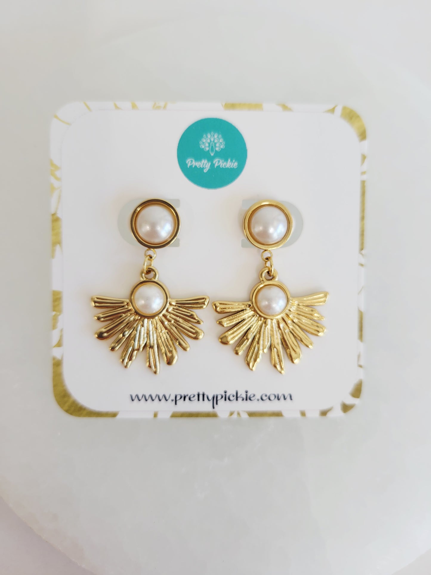 Aurelia Pearl Fan Drop Earrings