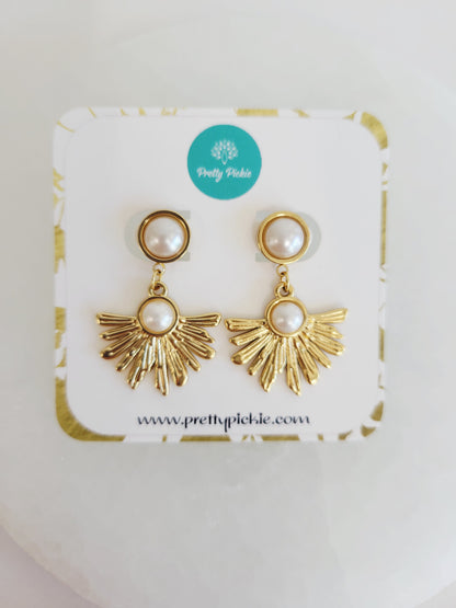Aurelia Pearl Fan Drop Earrings