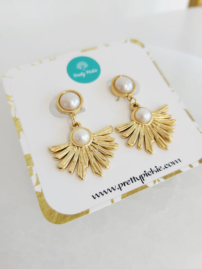 Aurelia Pearl Fan Drop Earrings