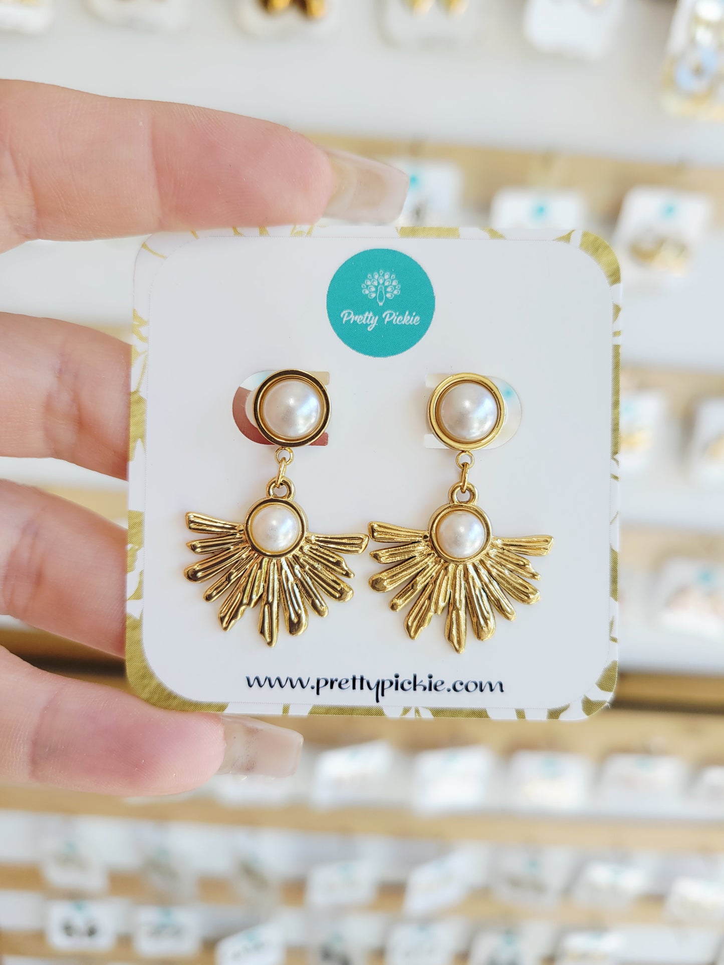 Aurelia Pearl Fan Drop Earrings