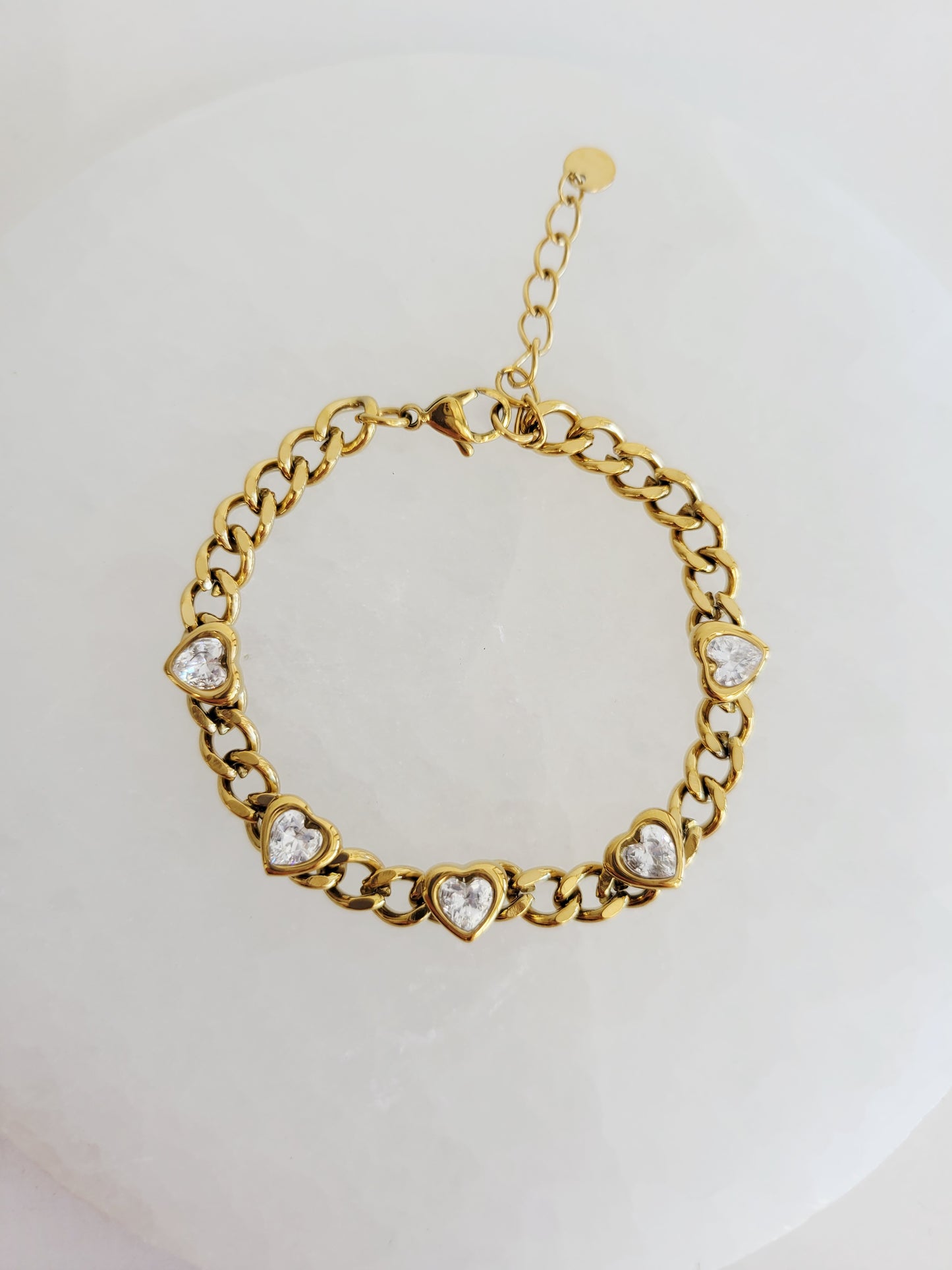 Amour Crystal Heart Cuban Chain Bracelet