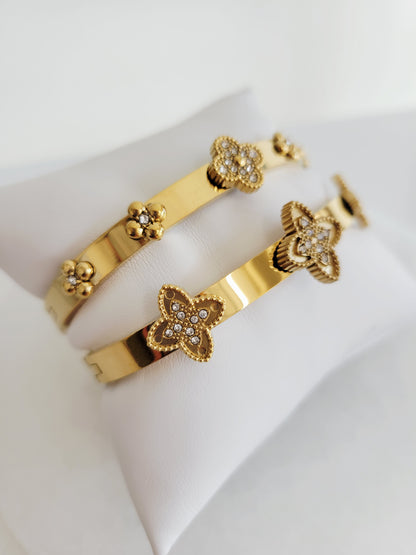 Monaco Crystal Clover Bangle