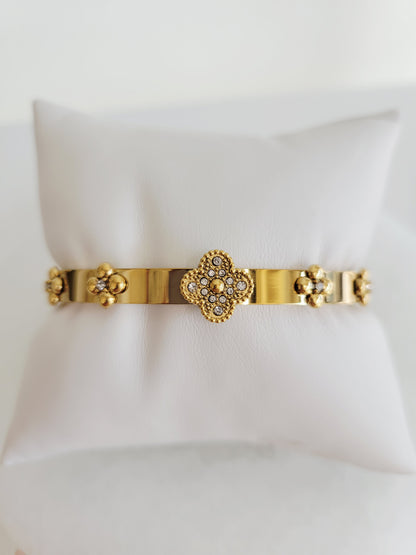 Monaco Crystal Clover Bangle