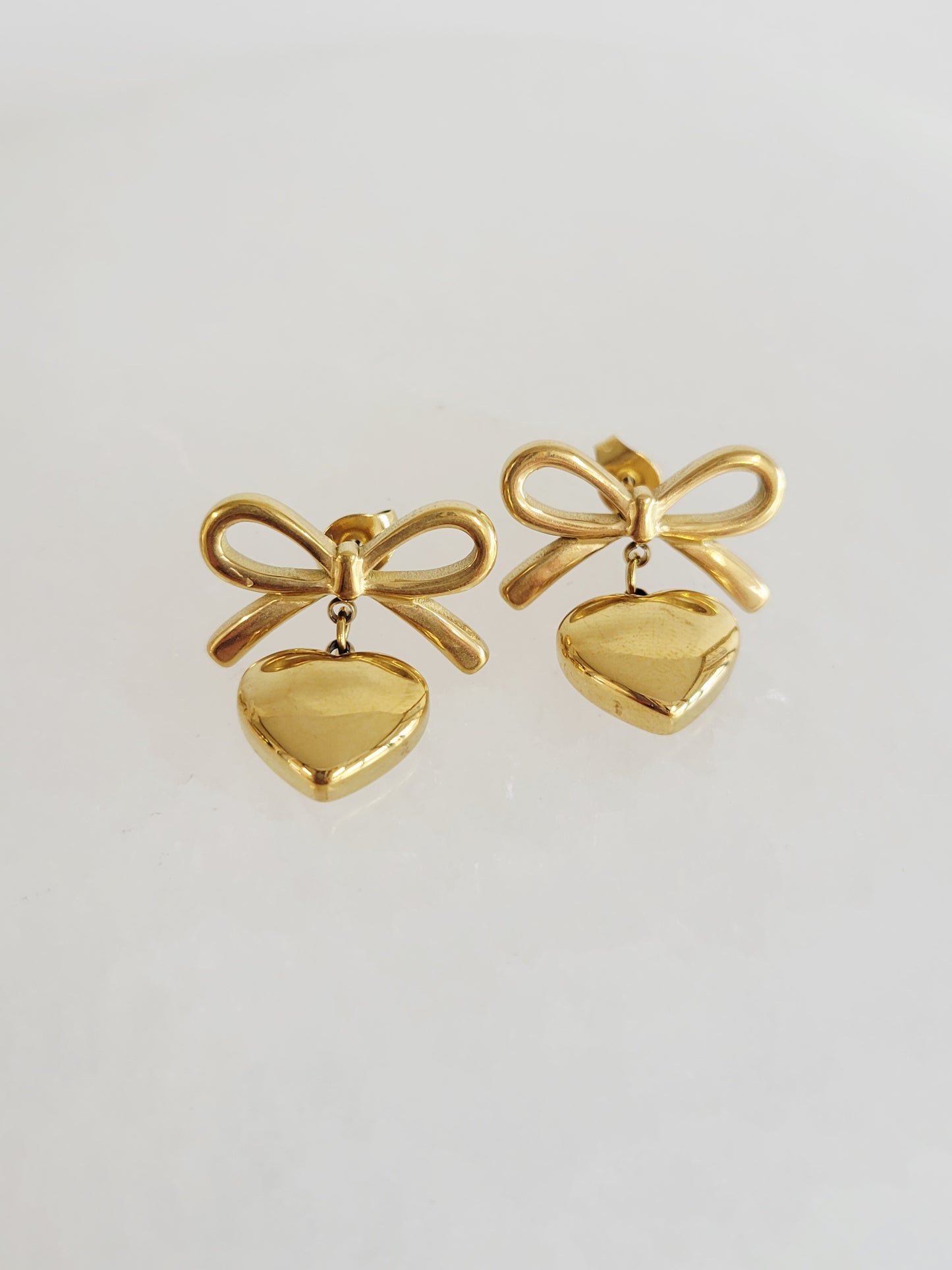 Coquette Bow Heart Drop Earrings