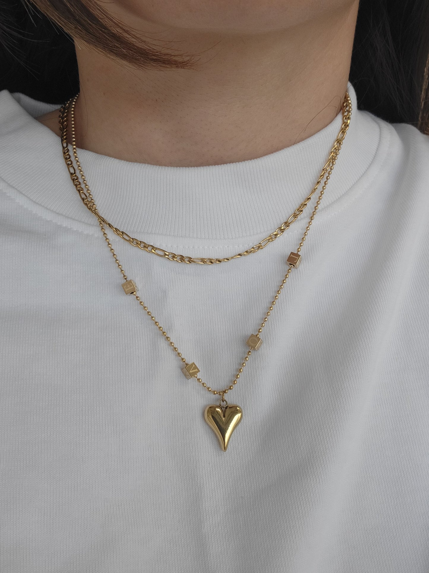 Amour Layered Heart Necklace Set