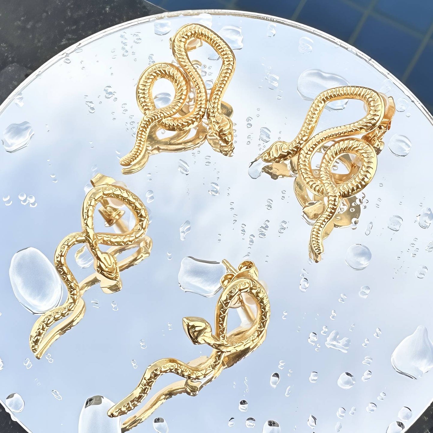 18K gold plated Stainless steel  Snakes earrings,