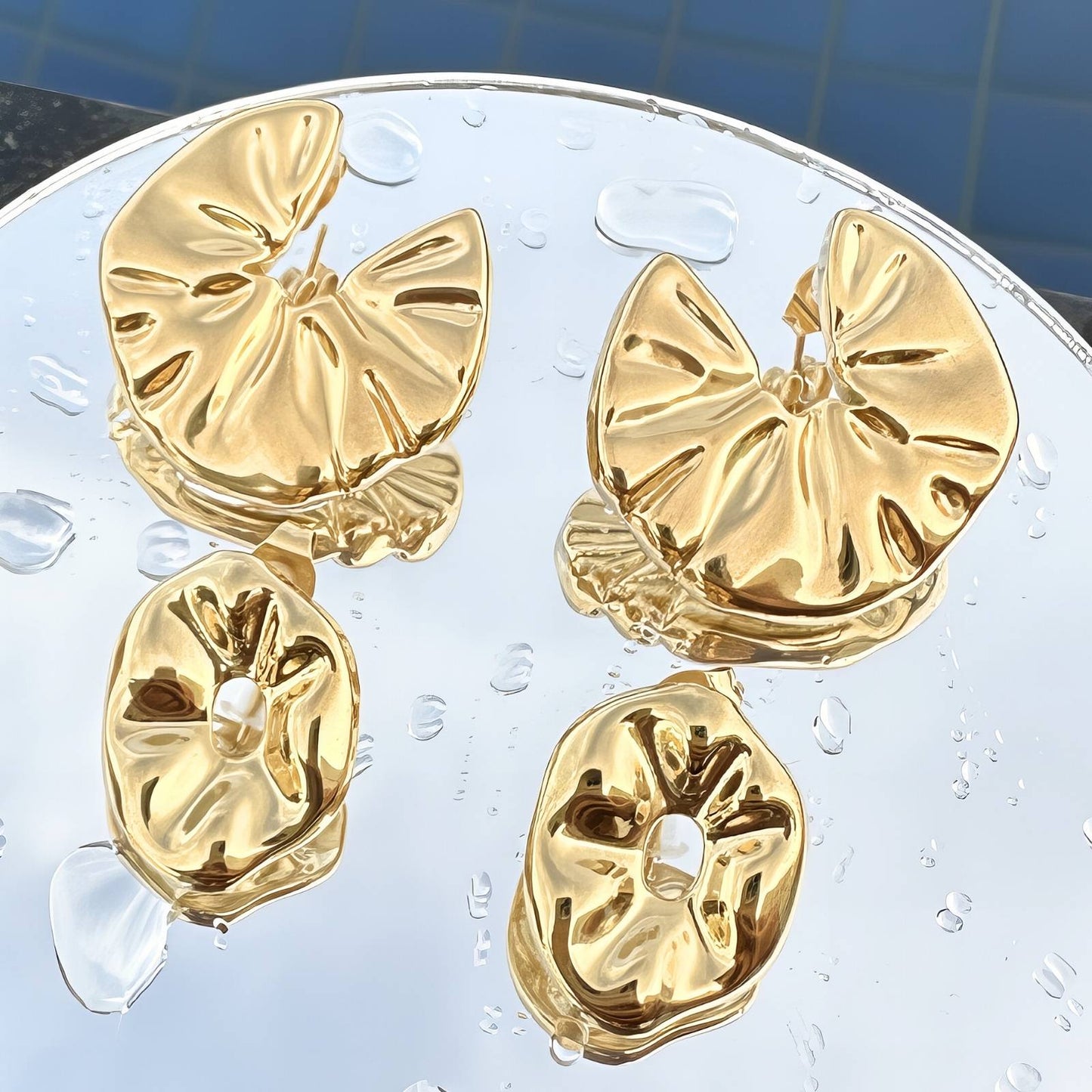 18K gold plated Stainless steel  Flowers earrings,