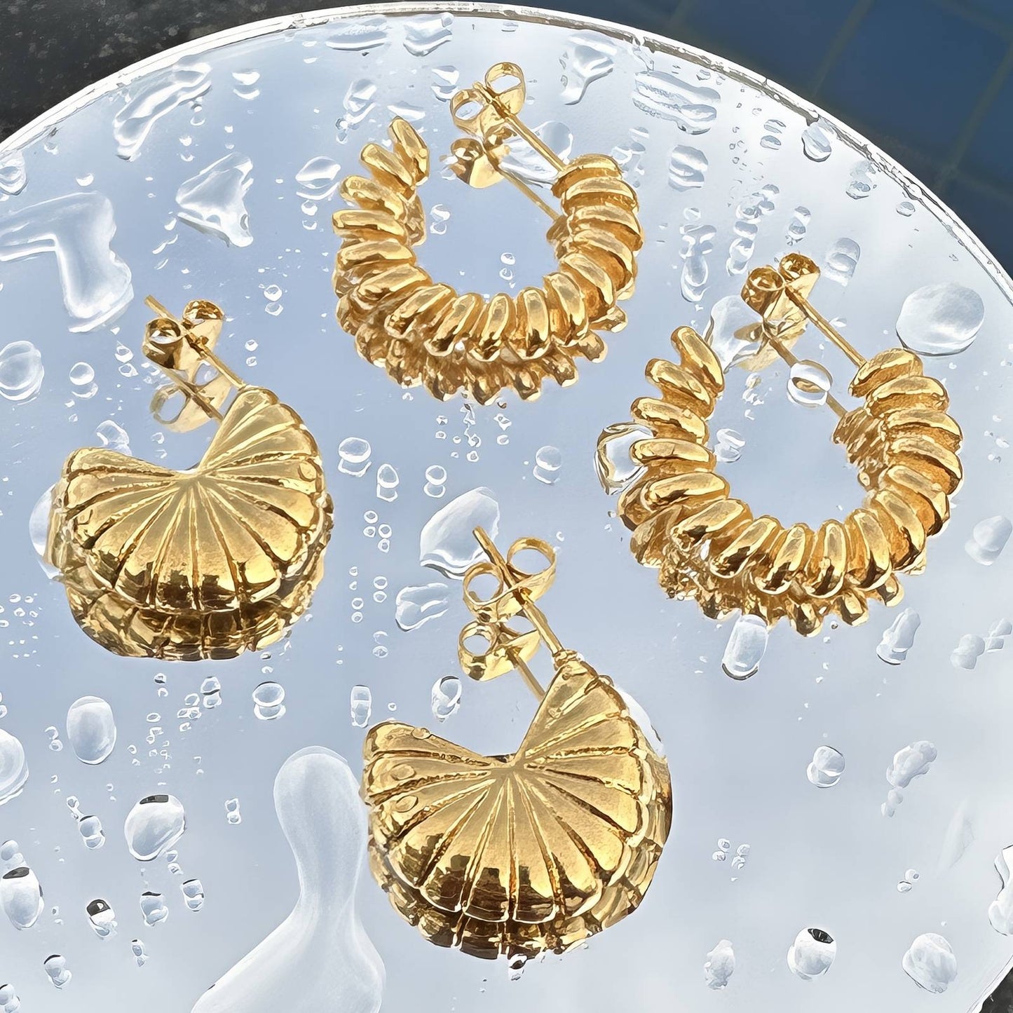 18K gold plated Stainless steel  Spiral earrings,