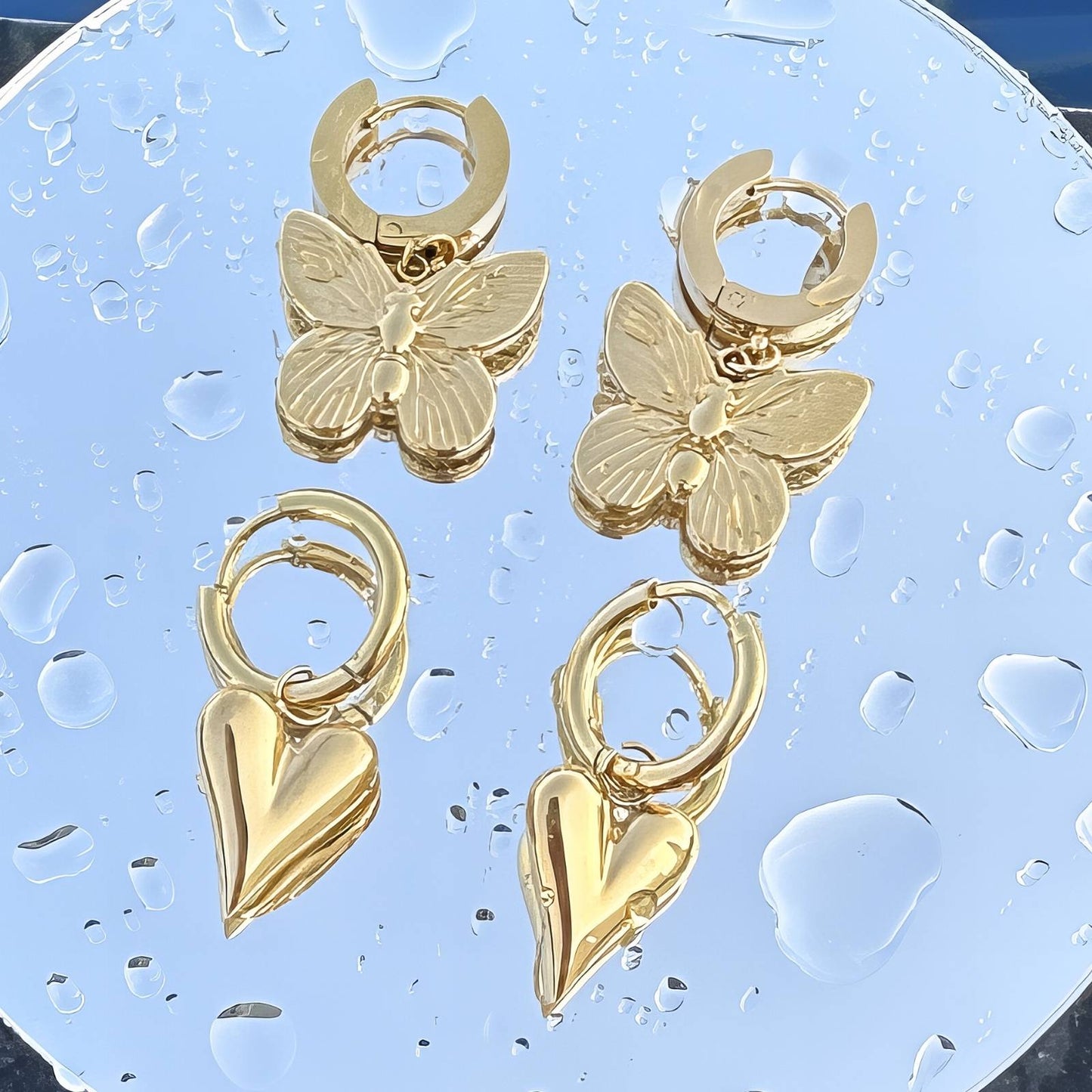 18K gold plated Stainless steel  Hearts earrings,