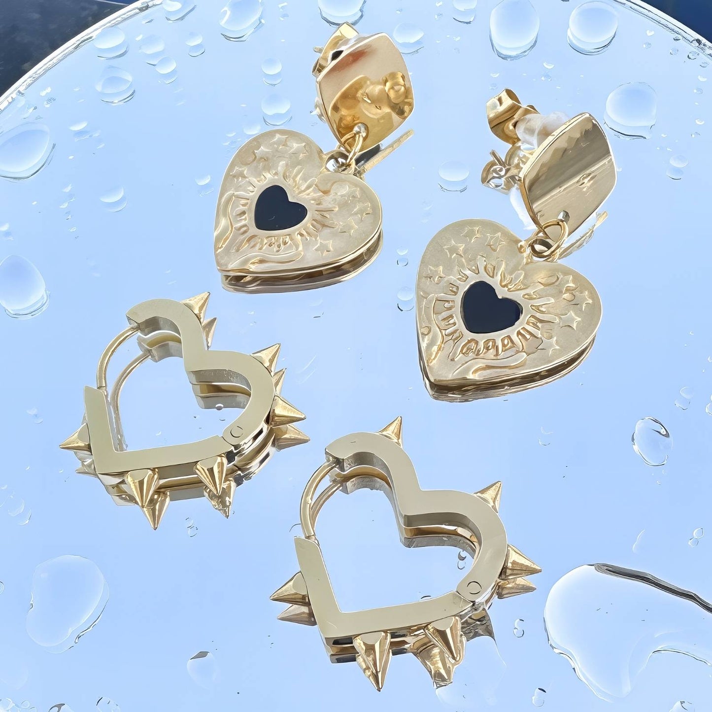 18K gold plated Stainless steel  Heart earrings,