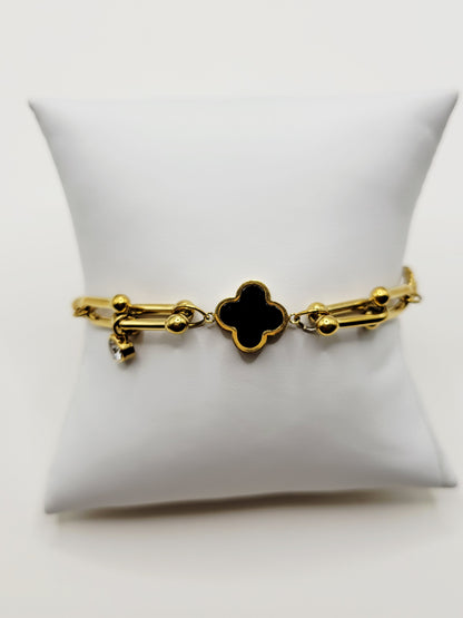 Black Clover Paperclip Bracelet – Luxury Gold Bracelet