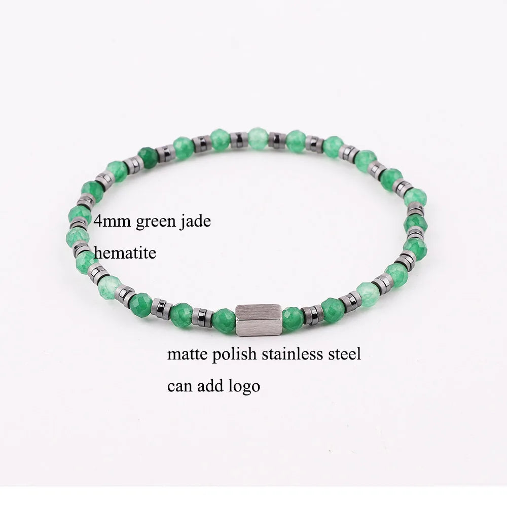 The Elementum Green Agate & Hematite Faceted Stacking Bracelet