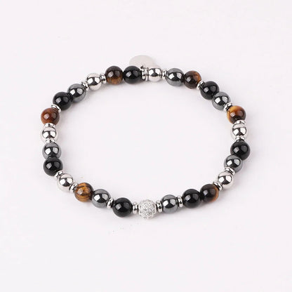 The Aura Bracelet – Natural 6mm Gemstone & Micro-Pave Crystal Charm
