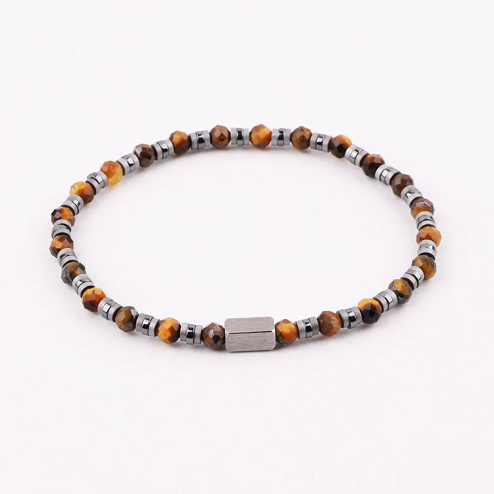 The Elementum Green Agate & Hematite Faceted Stacking Bracelet