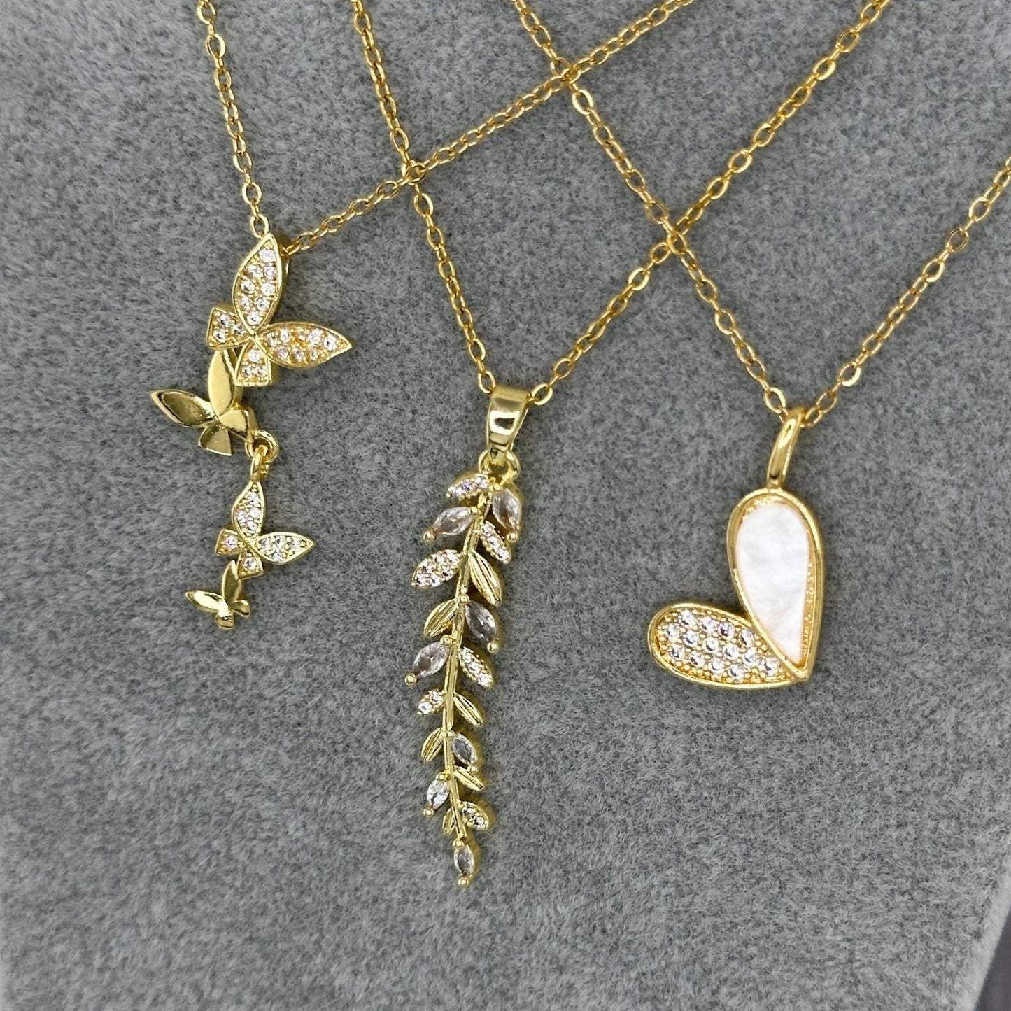 Nature Leaf Charm Necklace in 18K Gold Plated Steel