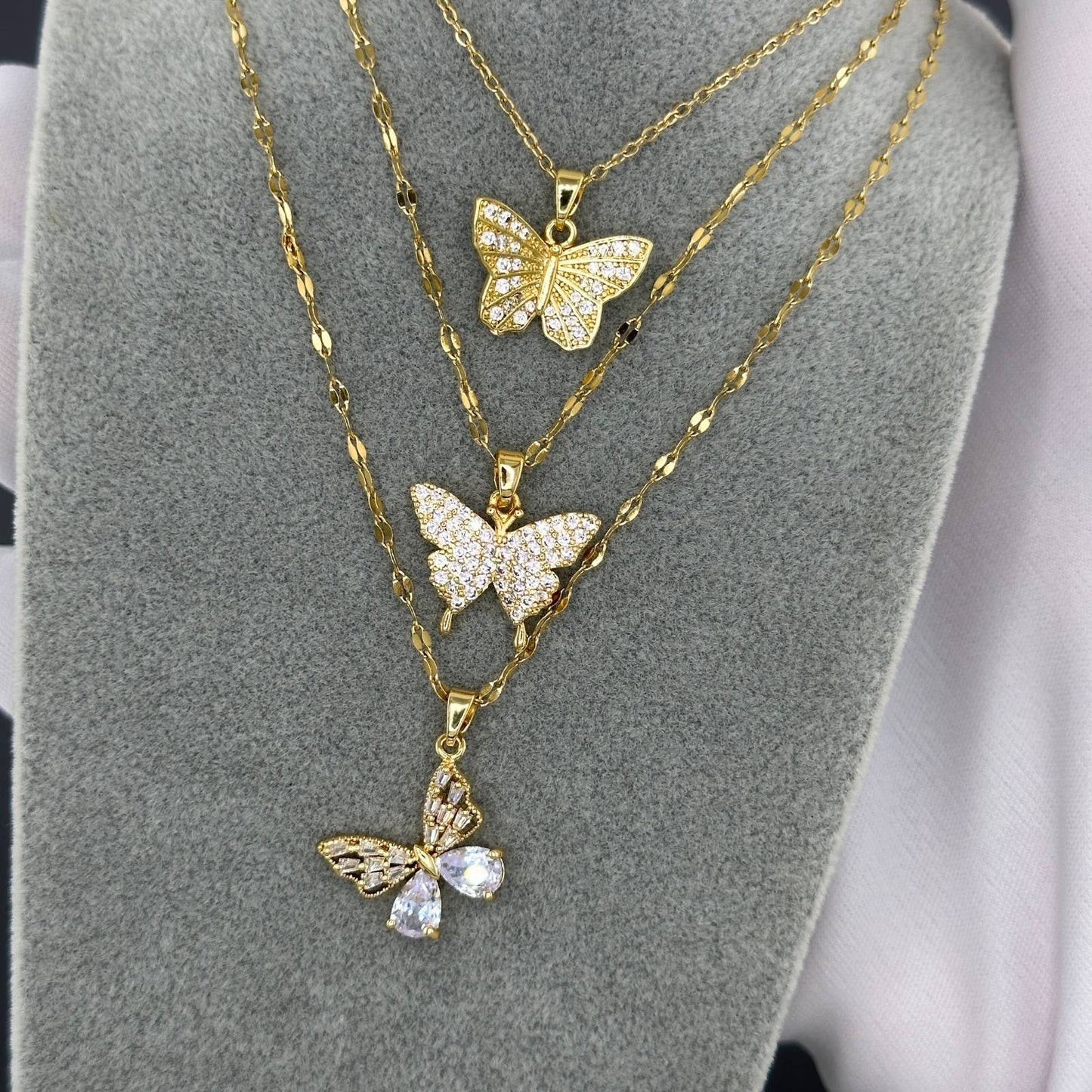 Dainty Butterfly Charm Necklace in 18K Gold Plated Steel