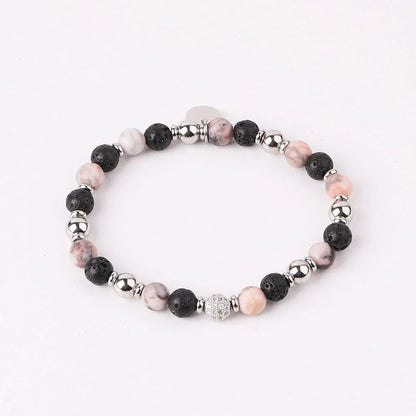 The Aura Bracelet – Natural 6mm Gemstone & Micro-Pave Crystal Charm
