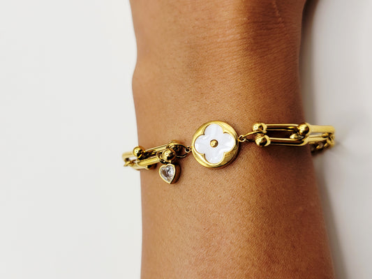 White Clover Paperclip Bracelet – Luxury Waterproof Bracelet