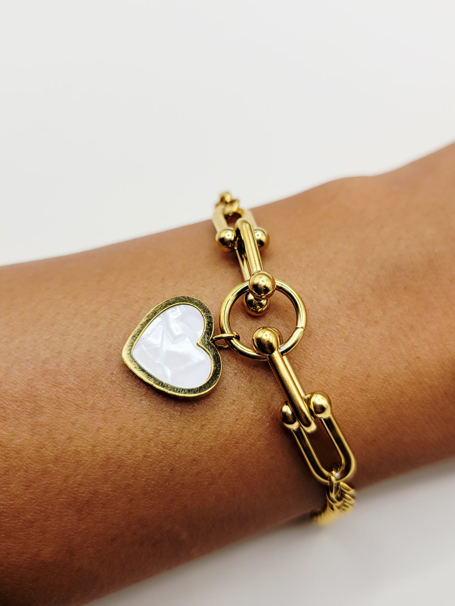 Heart Drop Paperclip Bracelet – Waterproof Gold Bracelet