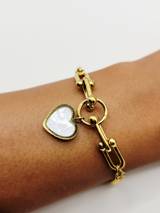 Heart Drop Paperclip Bracelet – Waterproof Gold Bracelet