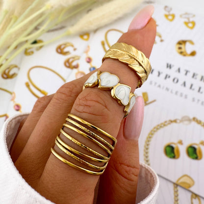 Anillo de escalera dorado – Jaula ancha de oro de 18 quilates