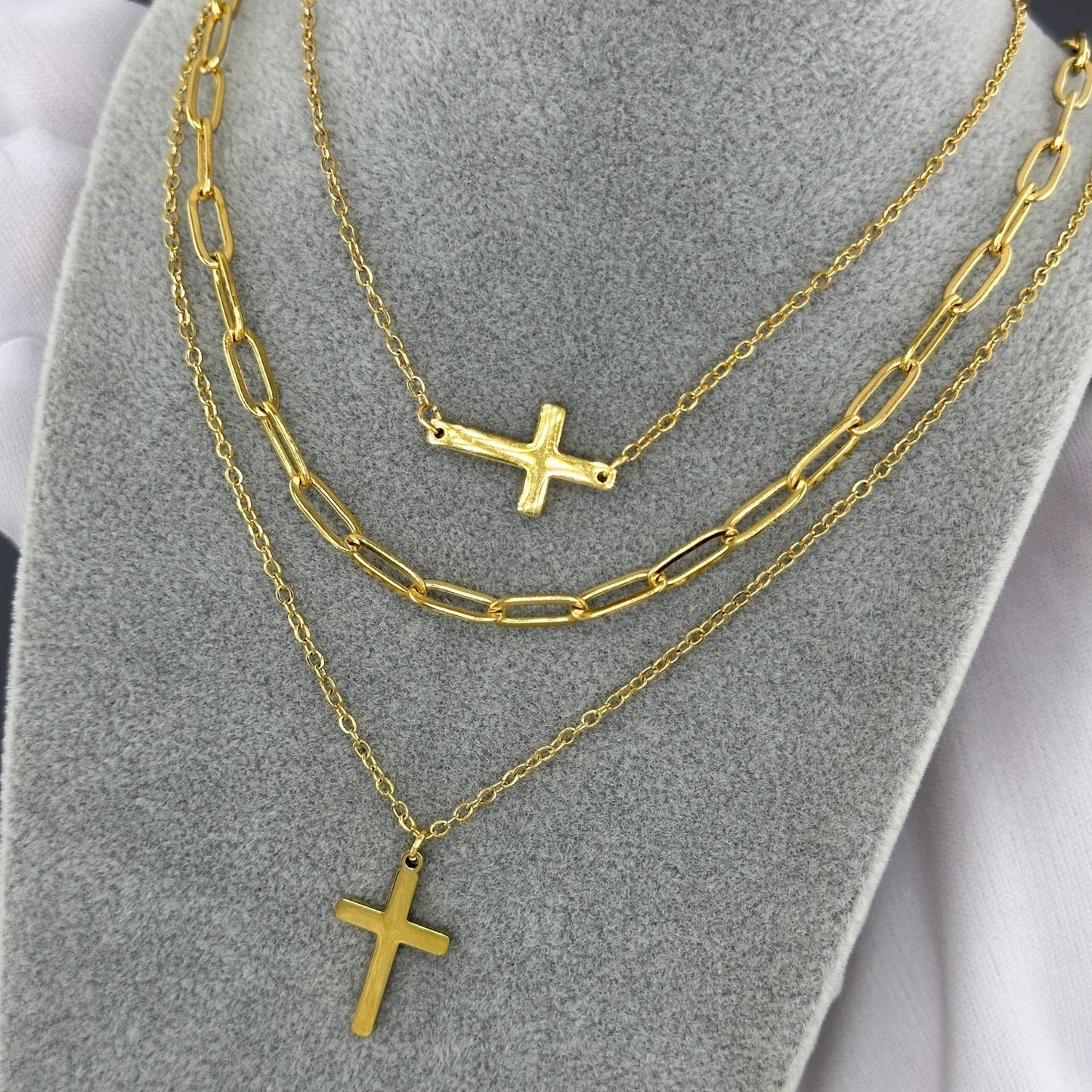 Faith Cross Pendant in 18K Gold Plated Steel