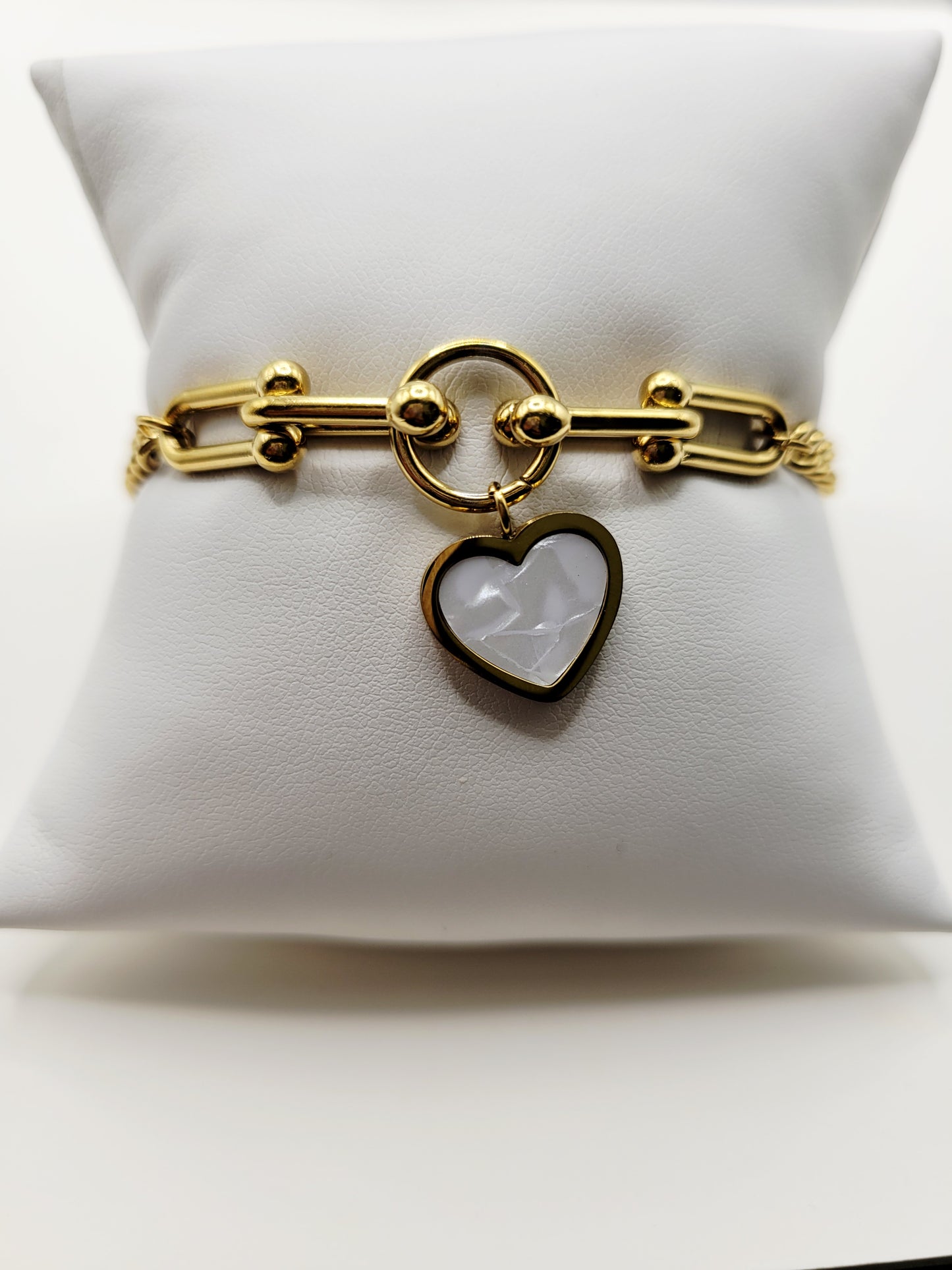 Heart Drop Paperclip Bracelet – Waterproof Gold Bracelet