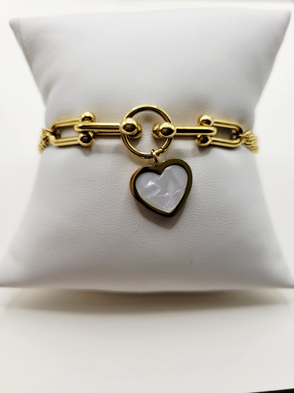 Heart Drop Paperclip Bracelet – Waterproof Gold Bracelet