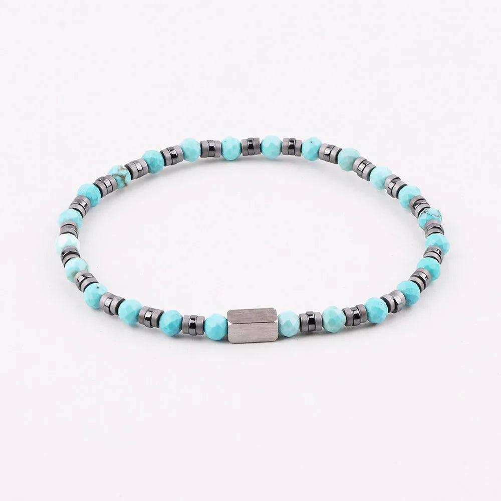 The Elementum Green Agate & Hematite Faceted Stacking Bracelet