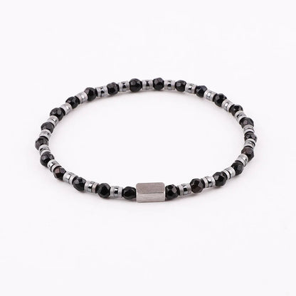 The Elementum Green Agate & Hematite Faceted Stacking Bracelet