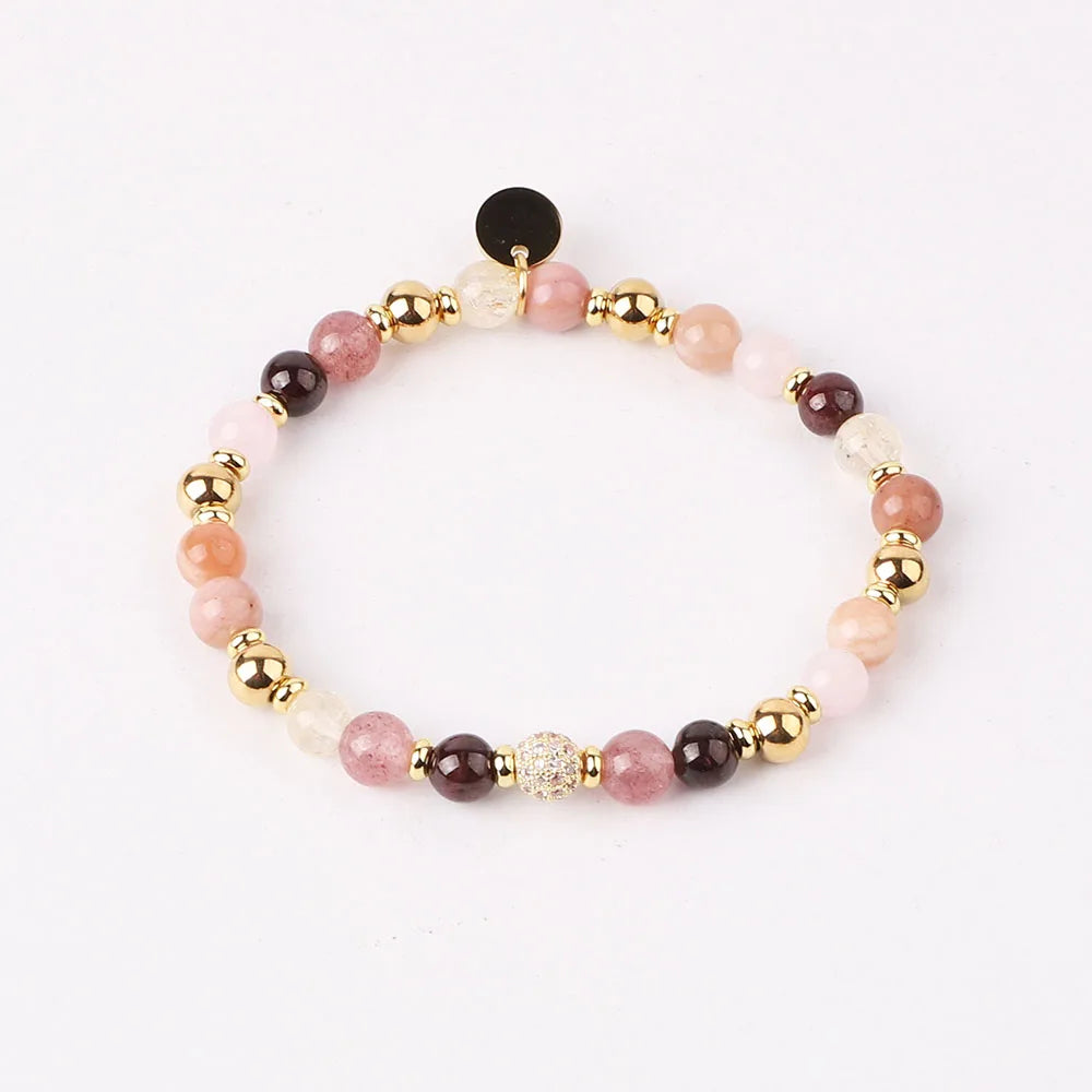 The Aura Bracelet – Natural 6mm Gemstone & Micro-Pave Crystal Charm