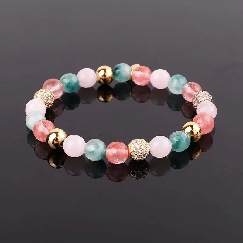 Colección Serenity: Pulseras elásticas con cuentas de ónix de 8 mm y circonitas cúbicas pavé