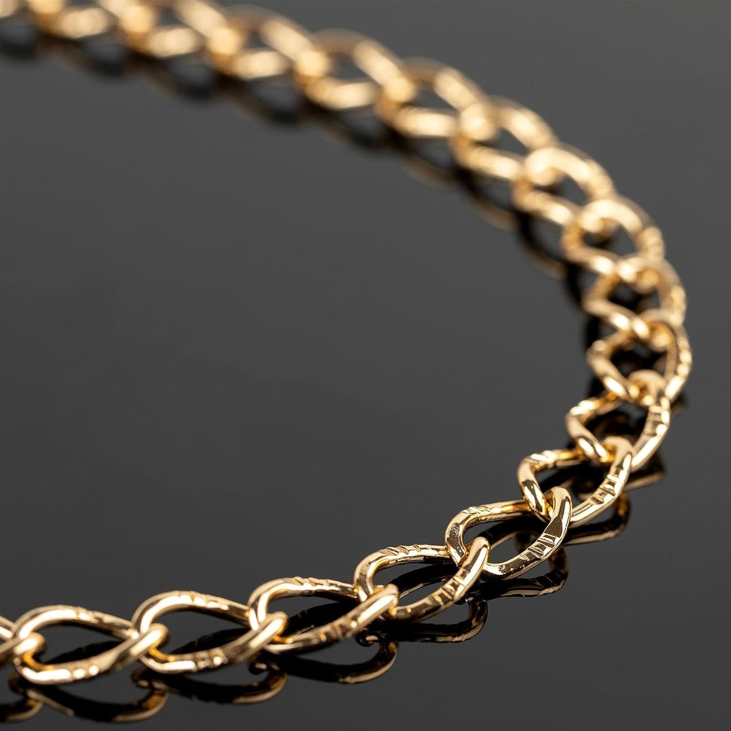 Gold Textured Oval Chain