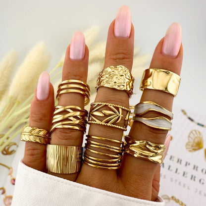Anillo de escalera dorado – Jaula ancha de oro de 18 quilates