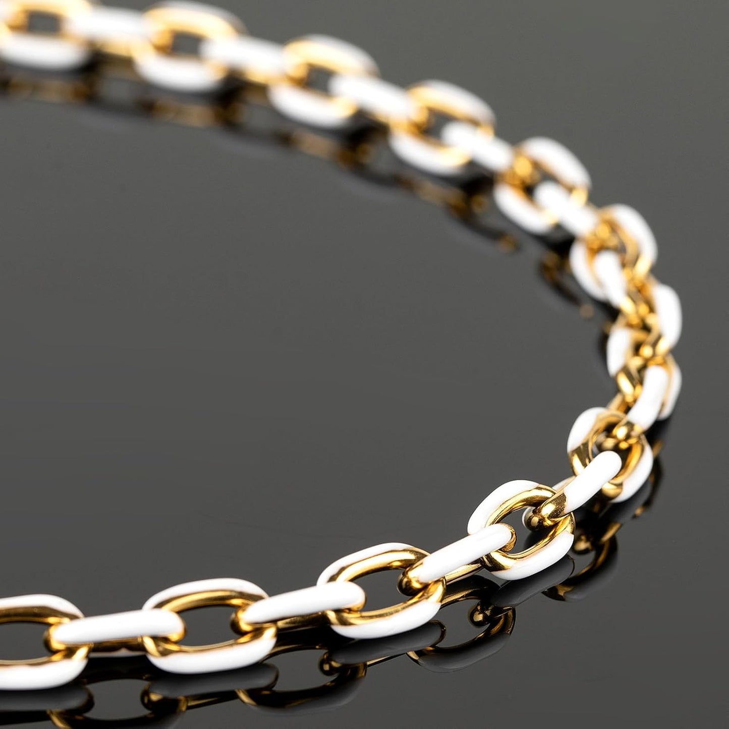 White Two-Tone Enamel Chain