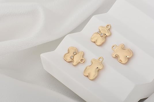 Teddy Bear Bow Tie Charm - Gold-Plated Crystal Pendant