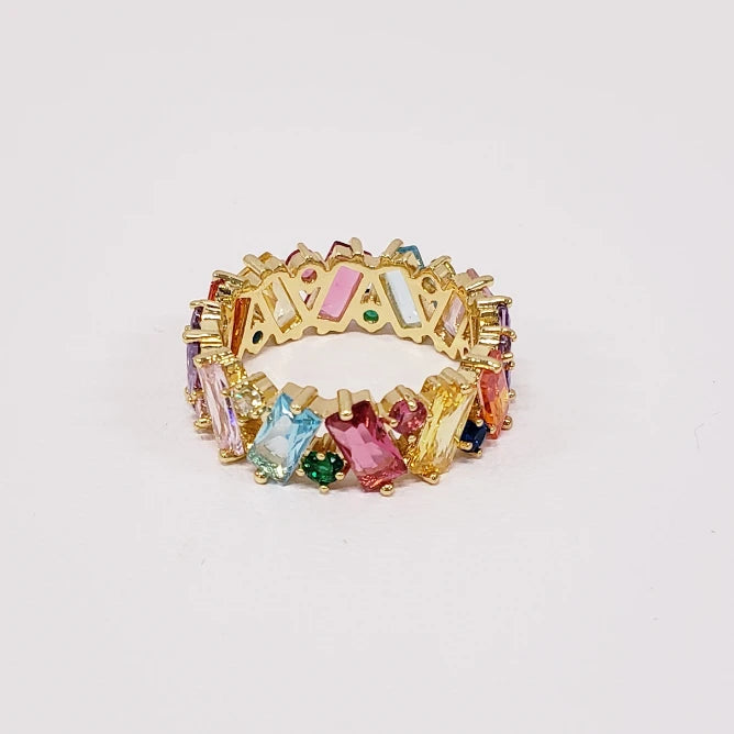 Gold Plated Colorful Gemstone Ring