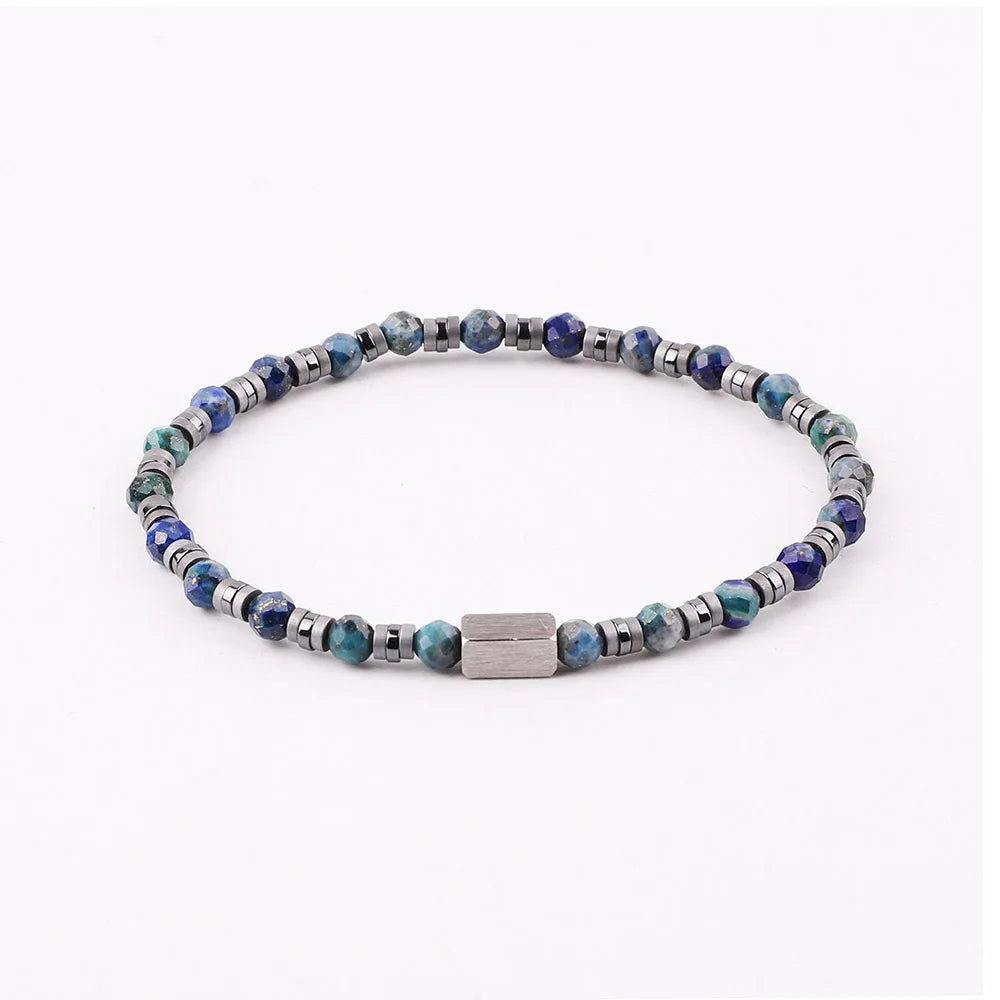 The Elementum Green Agate & Hematite Faceted Stacking Bracelet