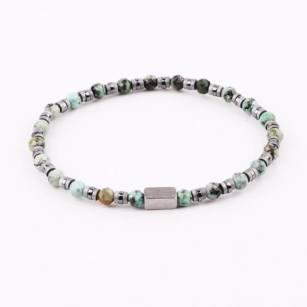 The Elementum Green Agate & Hematite Faceted Stacking Bracelet
