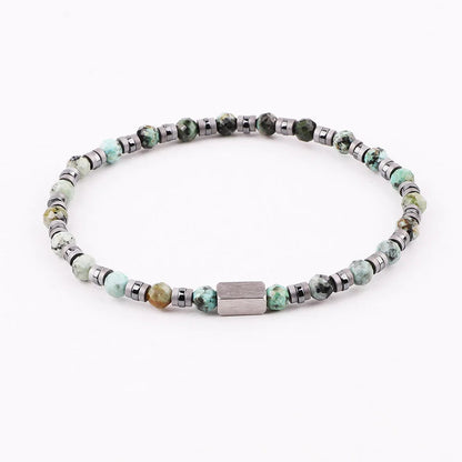 The Elementum Green Agate & Hematite Faceted Stacking Bracelet